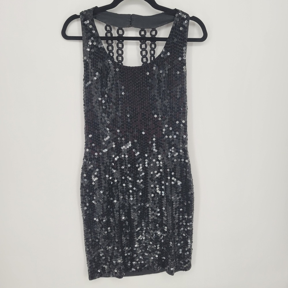 Niteline by Della Roufogali Mini Dress Women Sz 10 Sequin Cocktail Backless vtg